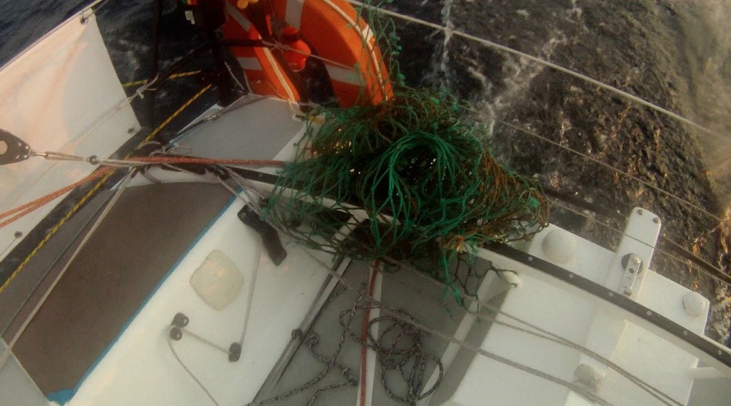 Fishing net that Scott removed from the keel on the second day - La Charente-Maritime to Bahia Transat 2011 ©  Christophe Breschi